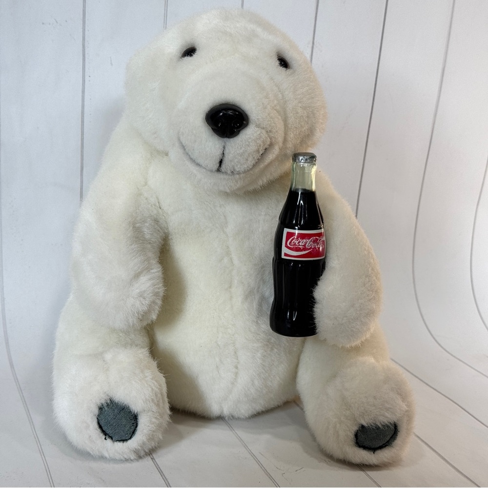 Vintage 90s Coca Cola Polar Bear Plush 12" Collectible Stuffed Animal Fan Toy